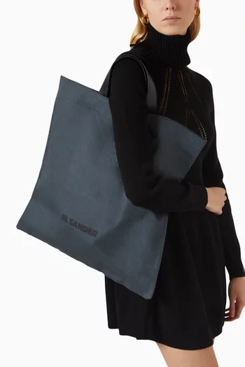 Book Flat Square Shopper in Cotton-linen Canvas