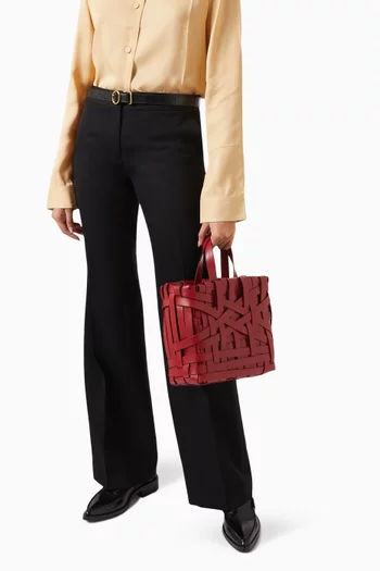 Woven Medium Tote in Leather