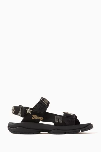 Embellished Tourist Sandals in Technical Fabric