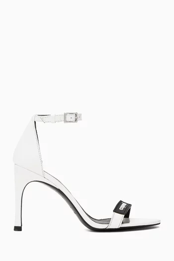 Patent Skinny Strap Logo Sandals in Leather