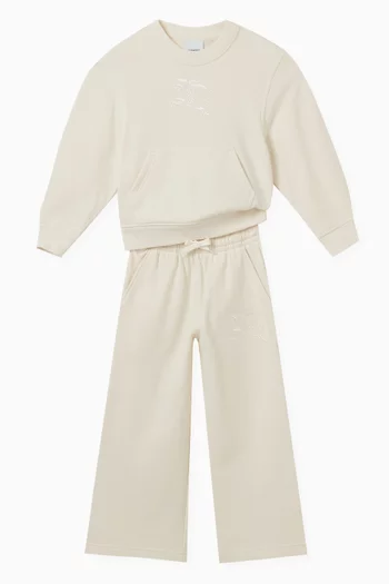 Logo-embroidered Flared Sweatpants in Cotton