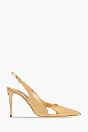 Lollo 90 Slingback Pumps in Mirror-effect Leather