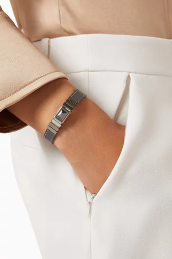 Unii Hematite Bracelet in Titanium & Leather
