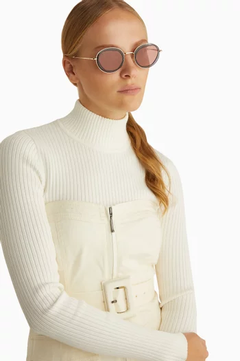Twinkle Round Sunglasses in Stainless Steel