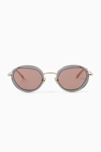 Twinkle Round Sunglasses in Stainless Steel