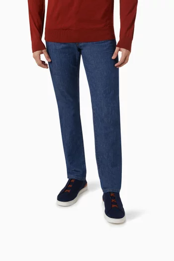 Triple Stitch Low-top Sneakers in Cotton-denim