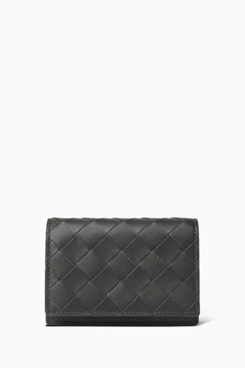 حافظة بطاقات أعمال جلد مجدول