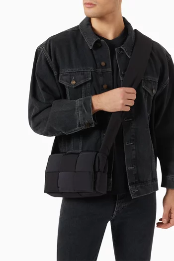 Small Padded Tech Cassette Bag in Intreccio Nylon