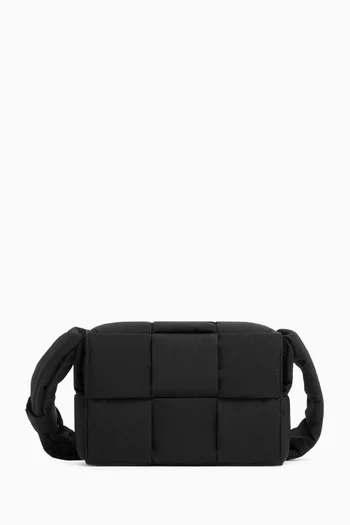 Small Padded Tech Cassette Bag in Intreccio Nylon