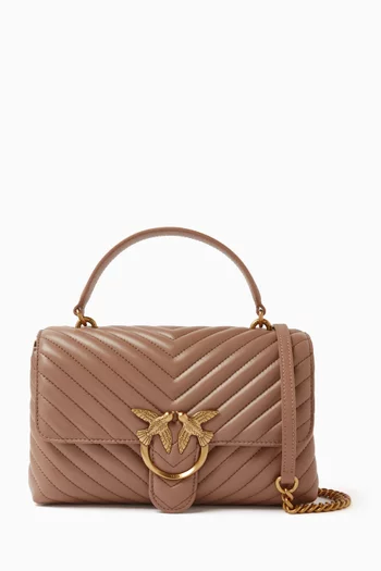 Love Lady Puff Top Handle Bag in Chevron Leather