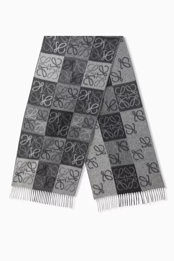 Checkerboard Scarf in Wool & Cashmere