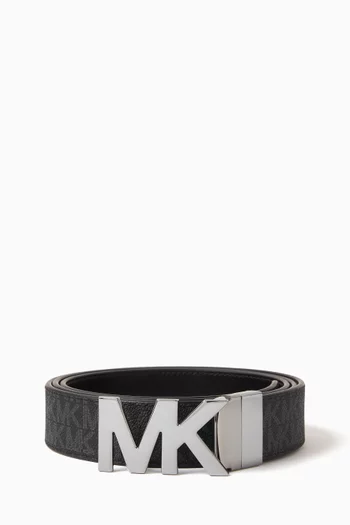Reversible Logo Buckle Belt in Coated Canvas & Leather