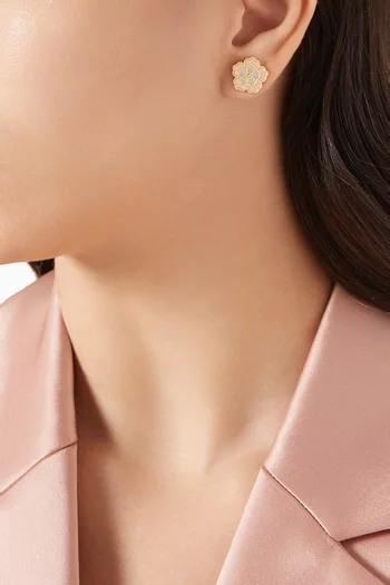 Farfasha Giardino Oro Small Motif Stud Earrings in 18k Yellow & White Gold