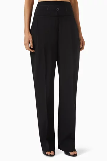 Low-waist Layered Pants in Wool-blend