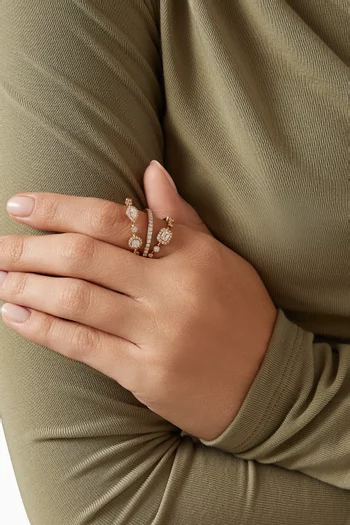 خاتم تريولوجي تريو بحجم كبير مرصع بالماس ذهب وردي عيار 18