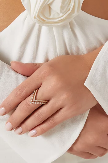 خاتم ستيلا مرصع بالماس ذهب وردي عيار 18