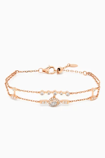 Mini Happy Pear-shape Diamond Bracelet in 18kt Rose Gold