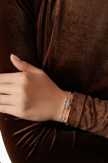 سوار ميني تريولوجي مرصع بماسات مستطيلة ذهب أبيض عيار 18