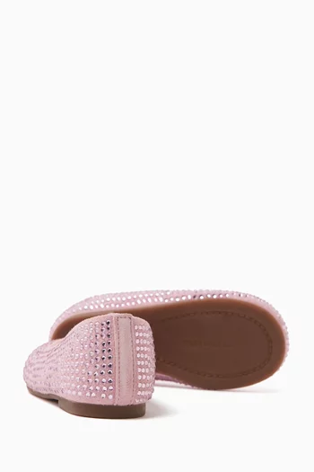 Rhinestone-embellished Ballet Flats in Suede