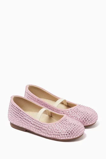 Rhinestone-embellished Ballet Flats in Suede