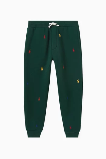 All-over Pony Embroidered Sweatpants in Cotton