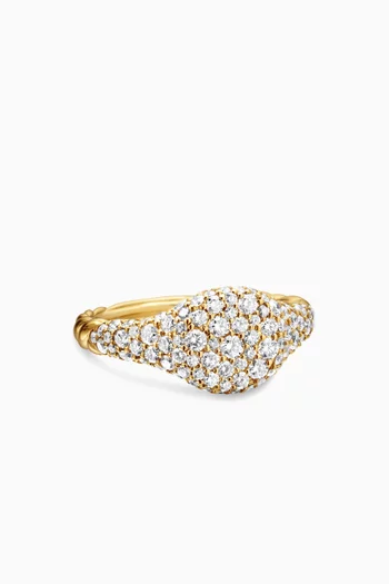 Petite Pinky Ring with Pavé Diamonds in 18kt Yellow Gold