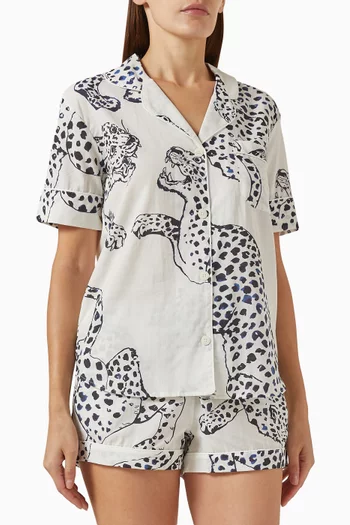 Jag-print Short Pyjama Set in Cotton