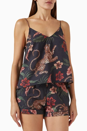 Leopard-print Soleia Cami Top & Shorts Set in Cotton