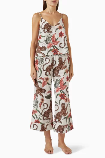 Leopard-print Soleia Cami & Wide-leg Set in Cotton