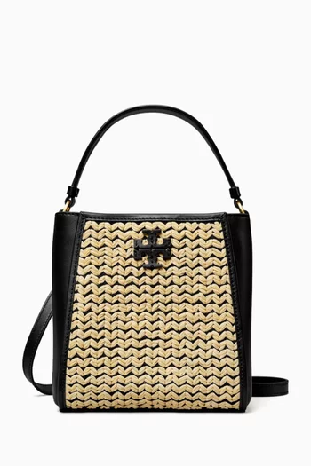 Small McGraw Bucket Bag in Raffia & Leather