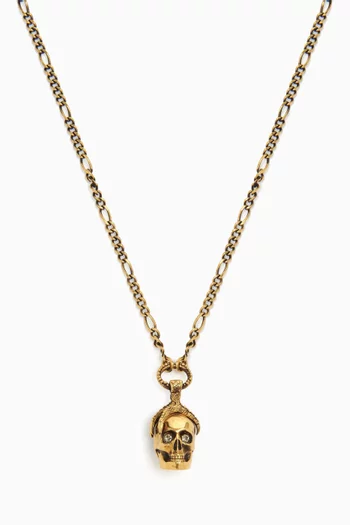 Victorian Crystal Skull Necklace in Eco-brass