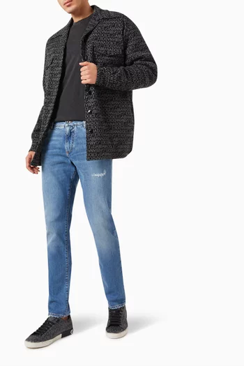 Logo Jacquard Overshirt in Padded Cotton Blend