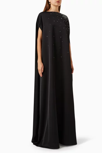 Kikia Embellished Maxi Dress in Crepe-satin