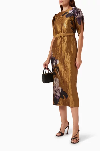 Astrea Midi Dress in Crushed Satin