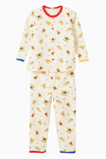 Teddy Bear Print Pyjamas in Cotton