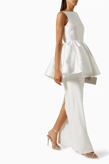 Alda Maxi Dress in Crepe-knit & Organza
