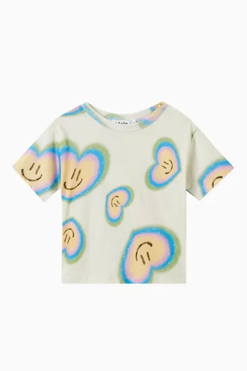Rabecke Hearts Smiley Face-print T-shirt in Organic-cotton