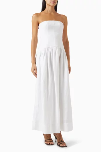 Strapless Panelled Maxi Dress in Linen-blend