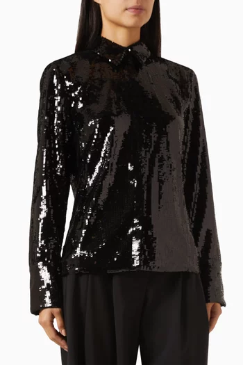 Sequinned Slim-fit Shirt in Recycled Crepe