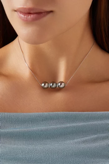 Amulette Pearl & Diamond Pendant Necklace in 18kt White Gold