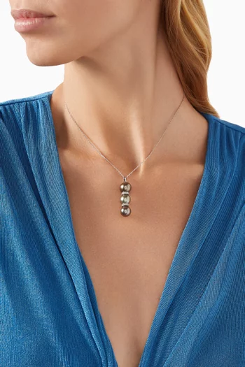 Amulette Pearl & Diamond Drop Necklace in 18kt White Gold