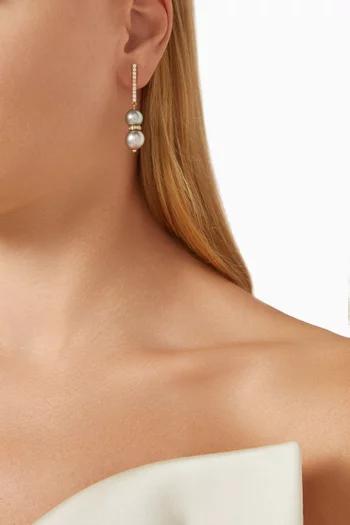 Amulette Pearl & Diamond Drop Earrings in 18kt Yellow Gold