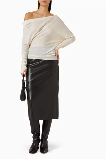 One-shoulder Slouch Sweater in Tissue Cashmere
