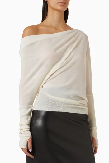 One-shoulder Slouch Sweater in Tissue Cashmere