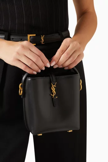 Mini Le 37  Top Handle Bag in Shiny Leather