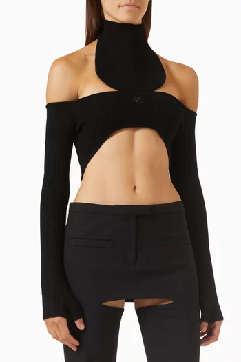 Holistic Asymmetrical Crop Top in Ribbed-knit