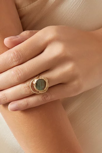 Gaia Labradorite Ring in 9kt Yellow Gold