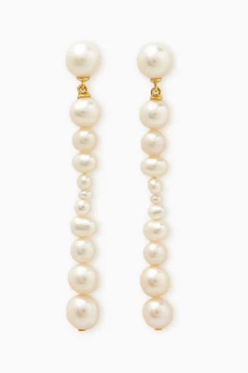 Minimalistic Freshwater Pearl Drop Earrings in 18kt Gold-plated Sterling Silver