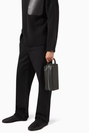 Travel Pouch in Intrecciato Leather