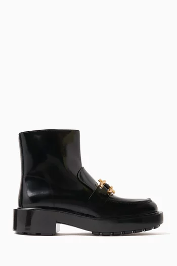 Monsieur Chunky Ankle Boots in Polished Leather